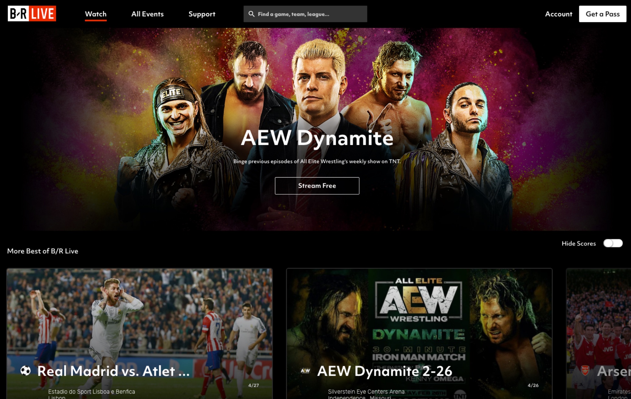 Video streaming services - BR Live home page desktop